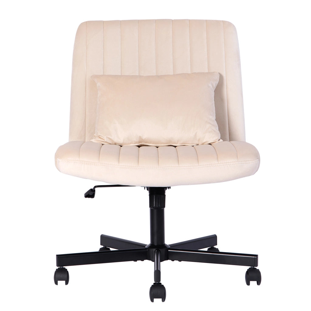 Sedia da ufficio girevole regolabile in altezza con schienale inclinabile e ruote silenziose in tessuto beige