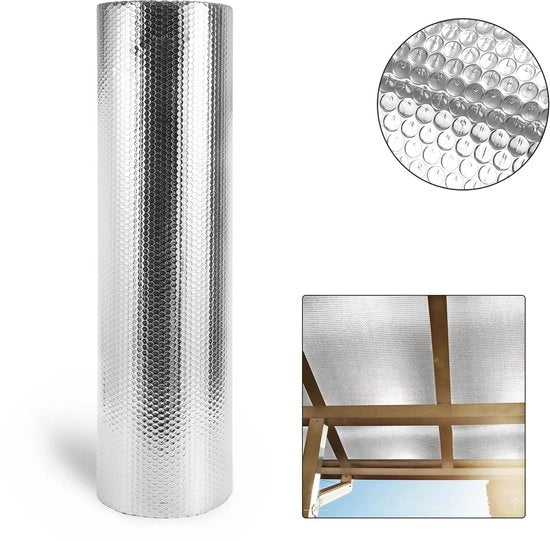 Isolante a bolle in alluminio 200g - Folia isolante termica 1x20m per casa, garage, serra - Protezione contro freddo e perdita di calore