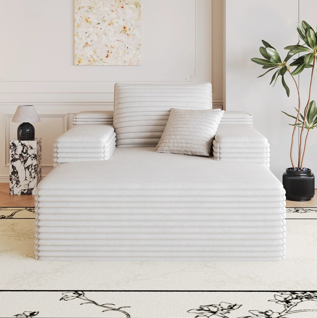 Divano in tessuto con seduta ampia e design modulare, bianco