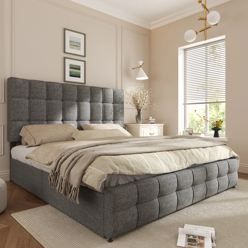 Letto matrimoniale contenitore 140x200 cm grigio