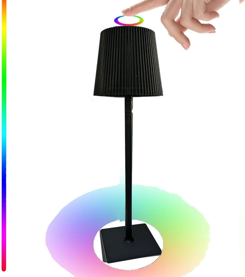 LAMPADA TAVOLO TOUCH COLORI LED RGB + 4000K RICARICABILE BAR RISTORANTE NERO