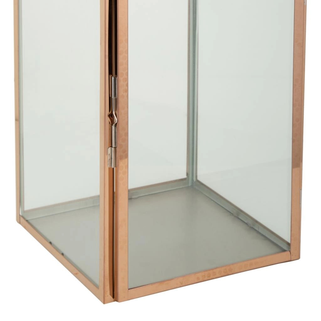 Lanterna in acciaio inox e vetro ramato 29x28x66h