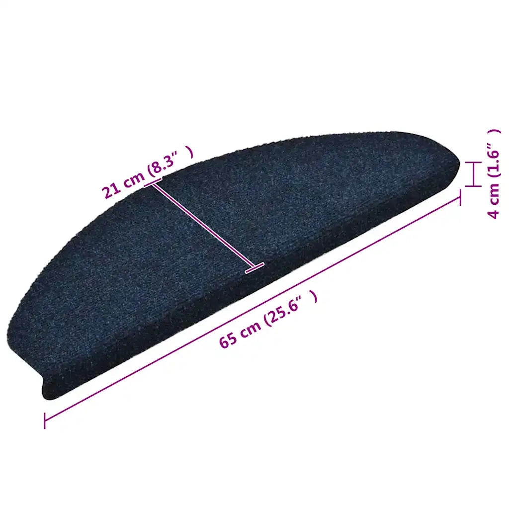Tappetini per scale autoadesivi 5 pz | Gradini per Scale 65x21x4 cm blu navy semicircolari grandi