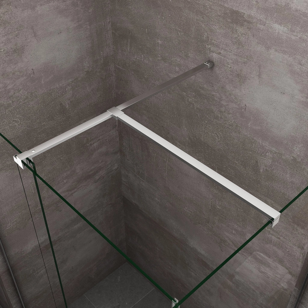 Box Doccia Angolare Con Pannello Fisso Laterale E Porta Frontale Scorrevole Senza Telaio H 200 Cromo Trasparente Cm 100 (98-100) x 130 (126-131)