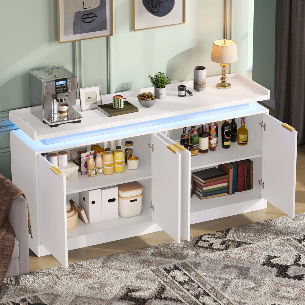 CREDENZA con LED RGB 160x39x83 cm MDF Bianca