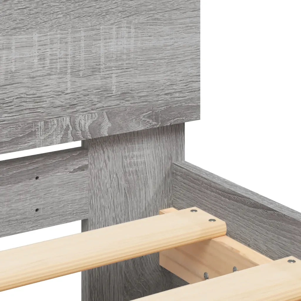 Letto singolo | Letto per adulti | Giroletto Testiera Grigio Sonoma 100x200 cm Legno Multistrato