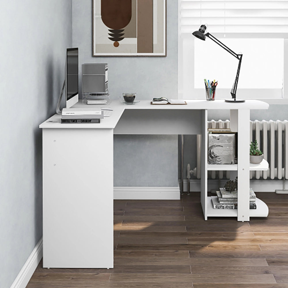 Scrivania angolare per computer - Xylo - 140 cm con 2 ripiani