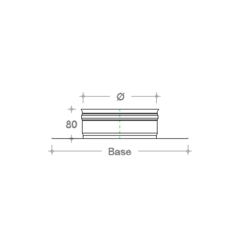 Base forata rame da 20x20cm con innesto m tondo variabile, diametro 150mm
