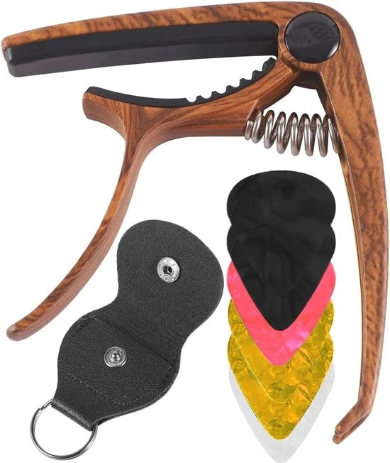 Capo per chitarra multifunzionale con 6 plettre e design ergonomico