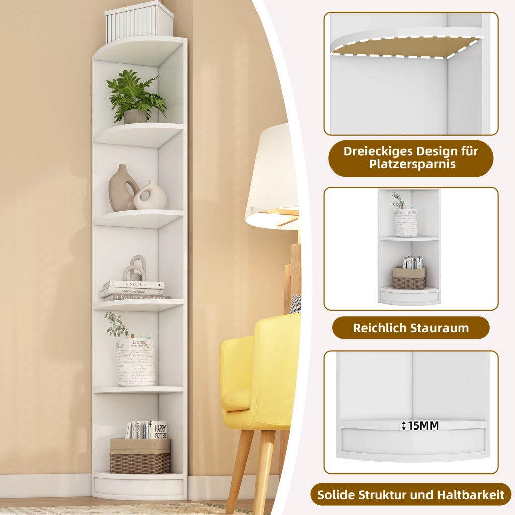Libreria Angolare a 5 Ripiani ¨C MINIMAL ¨C Bianco, MDF