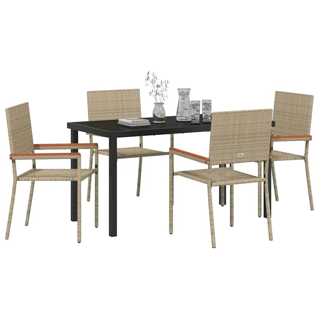 Set da Pranzo per Giardino con cuscino 5 pcs Beige polyrattan 3379718