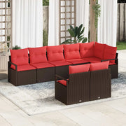 Set Divano da Giardino 8 pcs Marrone e Rosso polyrattan 3355103