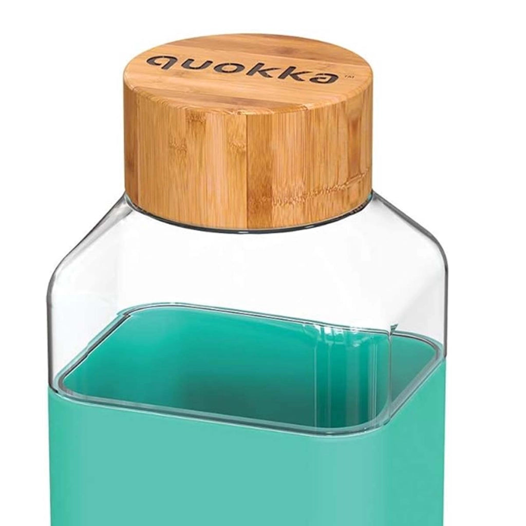 Bottiglia Quadrata 700 ml con Tappo a Vite in Bambù Turchese Quokka