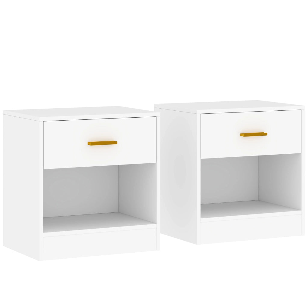 Comodini Moderni con Cassetto e Ripiano Aperto ¨C zephmum ¨C Legno Bianco 39x28x41 cm
