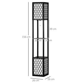 Lampada da terra con scaffale doppio e doppia illuminazione, 40W, portalampada E27, interruttore a catena, per soggiorno e camera da letto