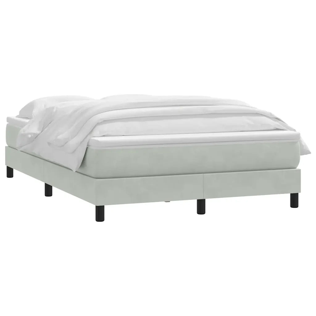 Giroletto a Molle con Materasso Grigio Chiaro 160x210cm Velluto 3315927