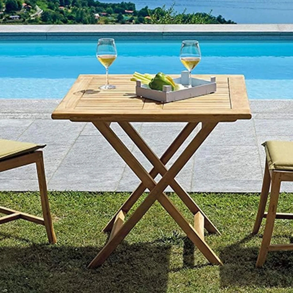 TAVOLINO VULCANO PIEGHEVOLE IN LEGNO DI TEAK 80x80 CM