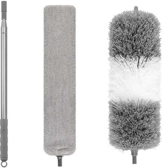 Plumeau e Pulitore a Lamelle 2 in 1 - Estensione per Lavaggio delle Finestre - Estensione Riscopribile fino a 250cm - Per il Pulito di Zone Difficilmente Accessibili