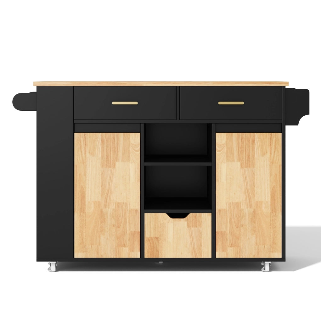 Isola cucina mobile con piano allungabile, carrello con 3 cestoni e scaffale porta spezie, 120 × 45(71) × 90 cm, mobili con ruote bloccabili