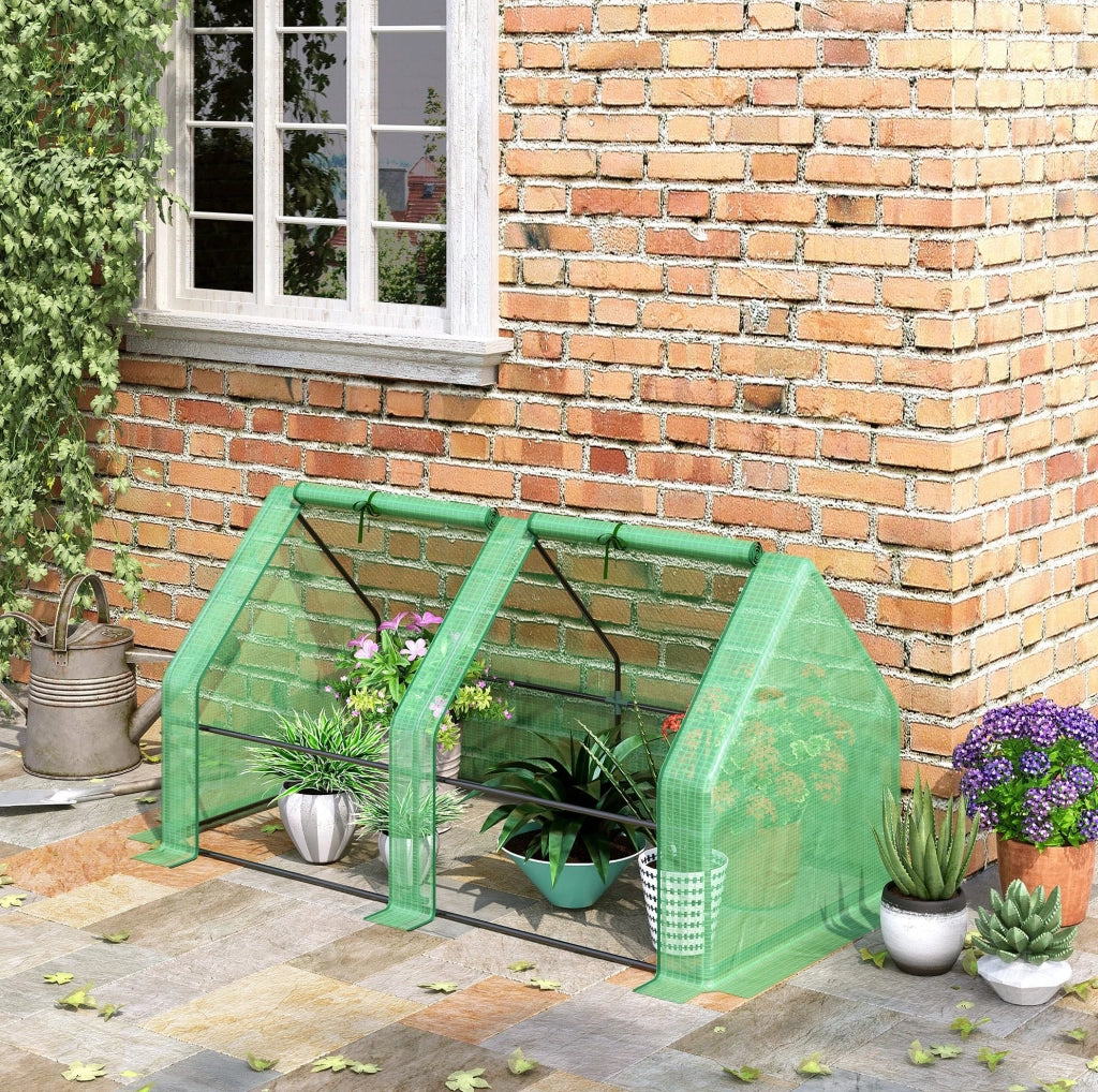 Serra per piante in acciaio verde 180x90x90 cm