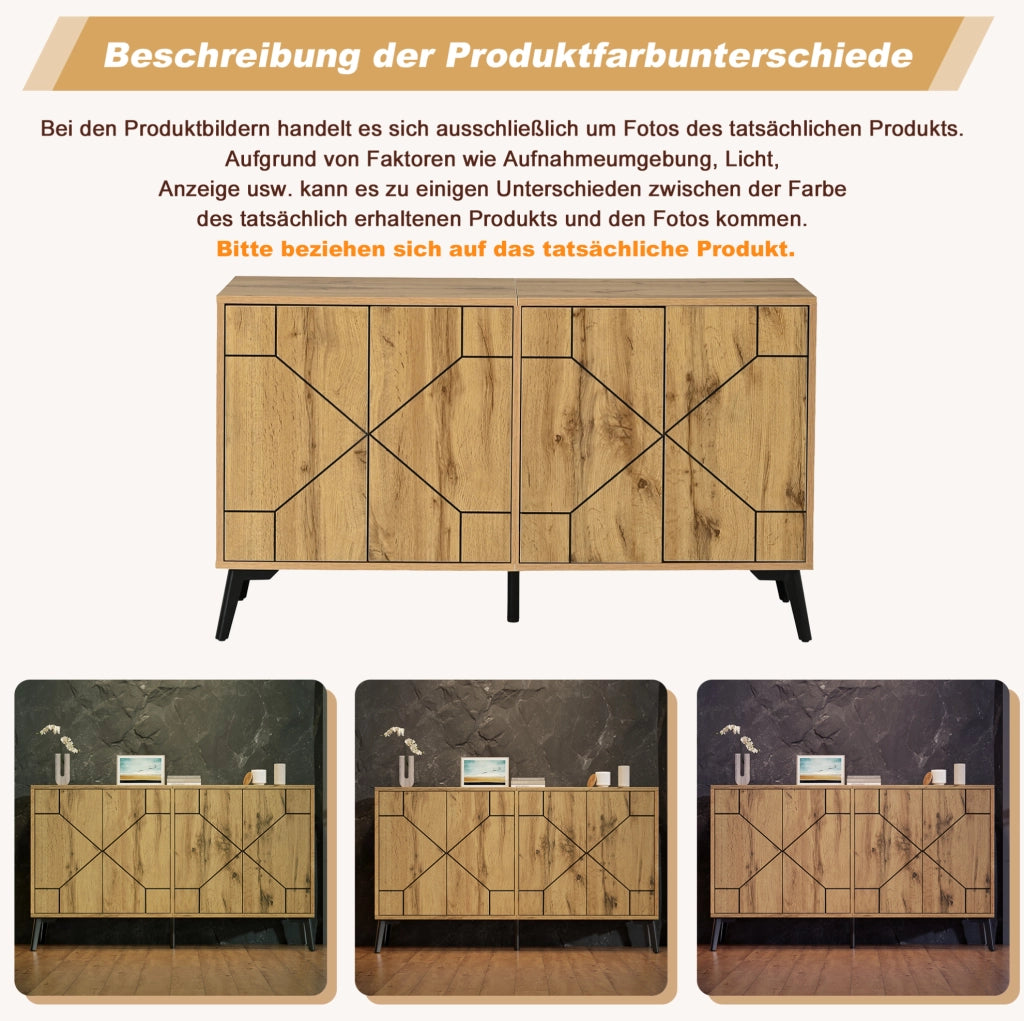 Credenza 4 ante a pressione effetto rovere 120x35x69 cm
