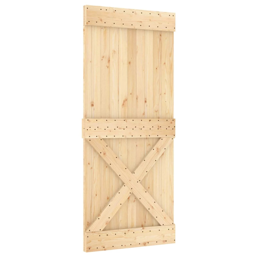 Porta scorrevole NARVIK Naturale e Nero 90 x 210 cm (213,5 cm) 3445368