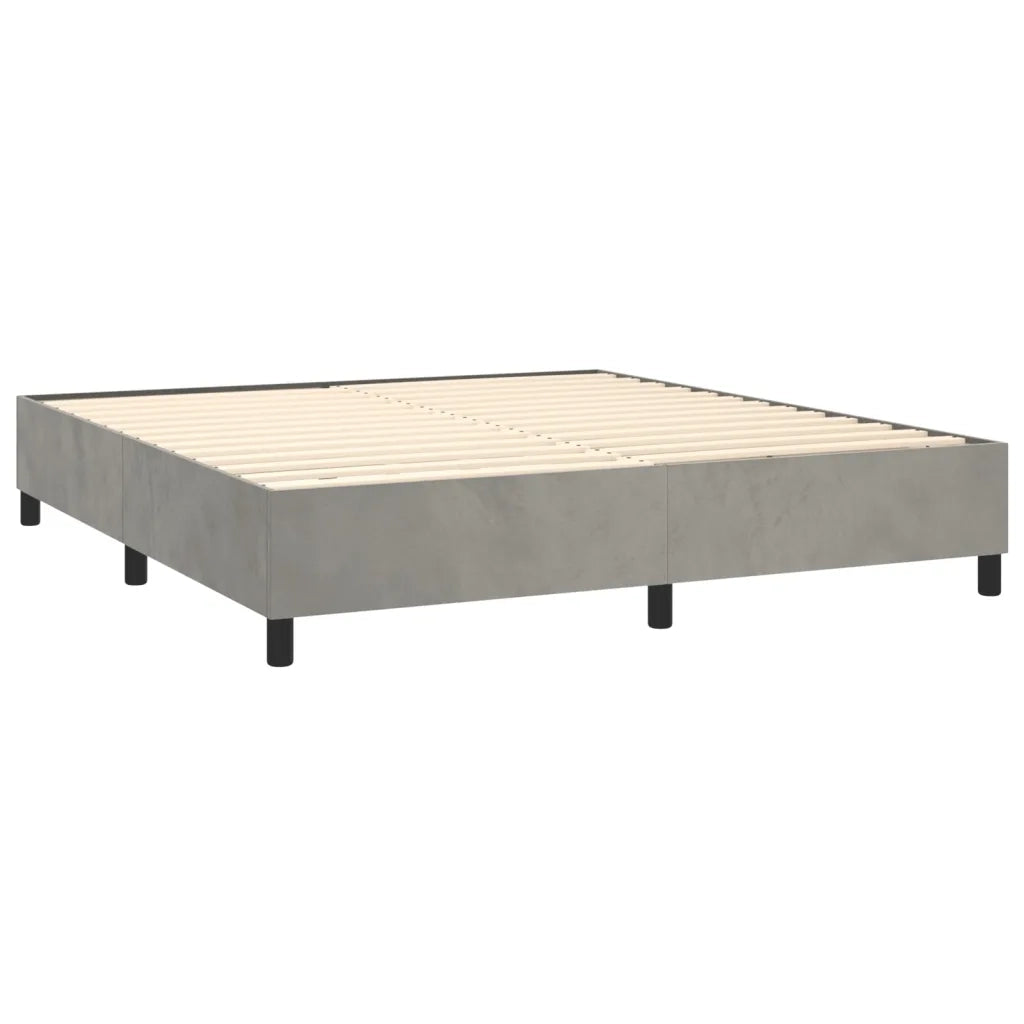 Giroletto a Molle con Materasso Grigio Chiaro 180x200cm Velluto 3132813