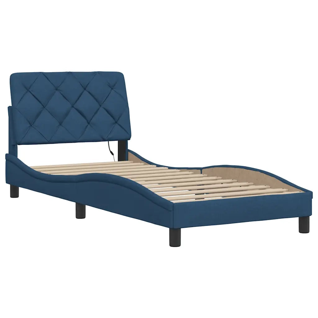 Giroletto con LED senza Materasso-Struttura Letto Blu 80x200 cm in Tessuto