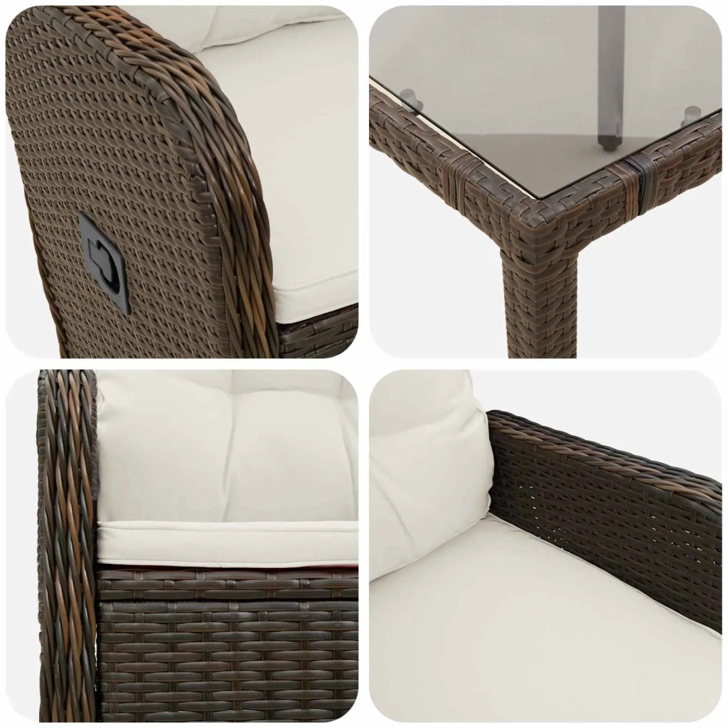 Set da pranzo per esterni 5 pz Marrone e Bianco Crema 3422311