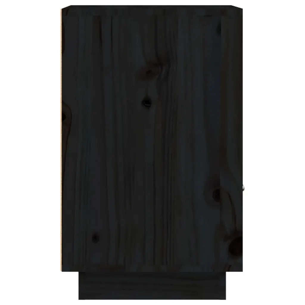 Comodini Neri 2 pz 40x34x55 cm in Legno Massello di Pino 818324