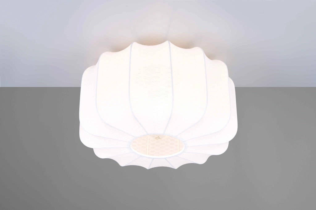 Plafoniera, tessuto e metallo, bianco e nero, D 40 cm, Madeline