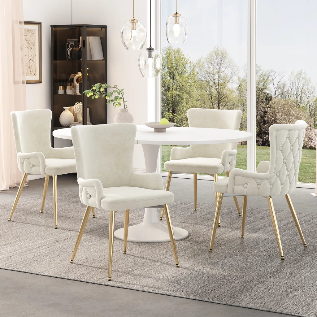 Sedie da Pranzo Set 4 Pezzi in Velluto con Gambe in Metallo Dorato ¨C Xylo ¨C Beige