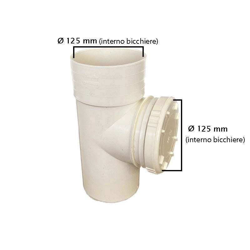 Ispezione lineare in pvc : Colore - Avorio, Diametro - 125 (con tappo Ø125)
