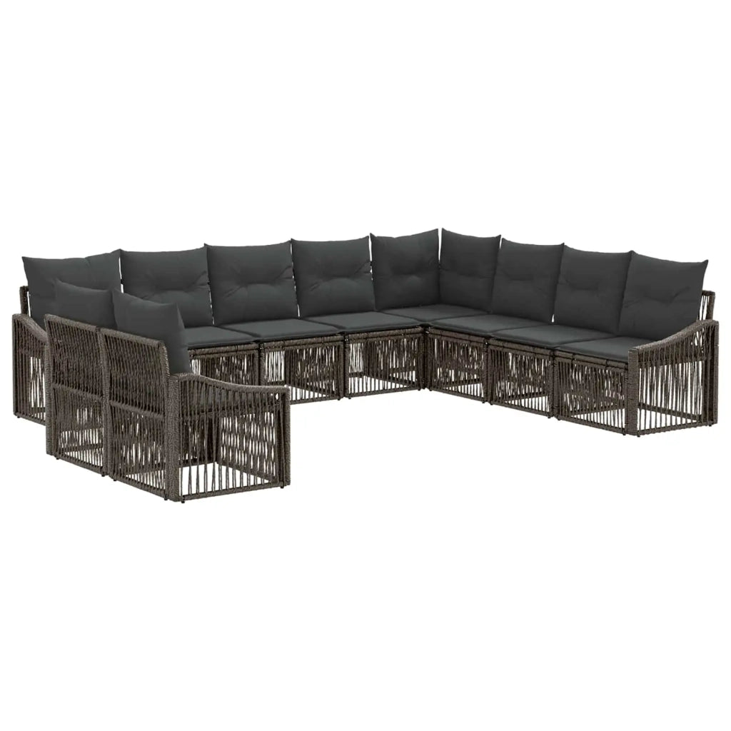 Set Divano da Giardino 10 pz Grigio polyrattan 3436052