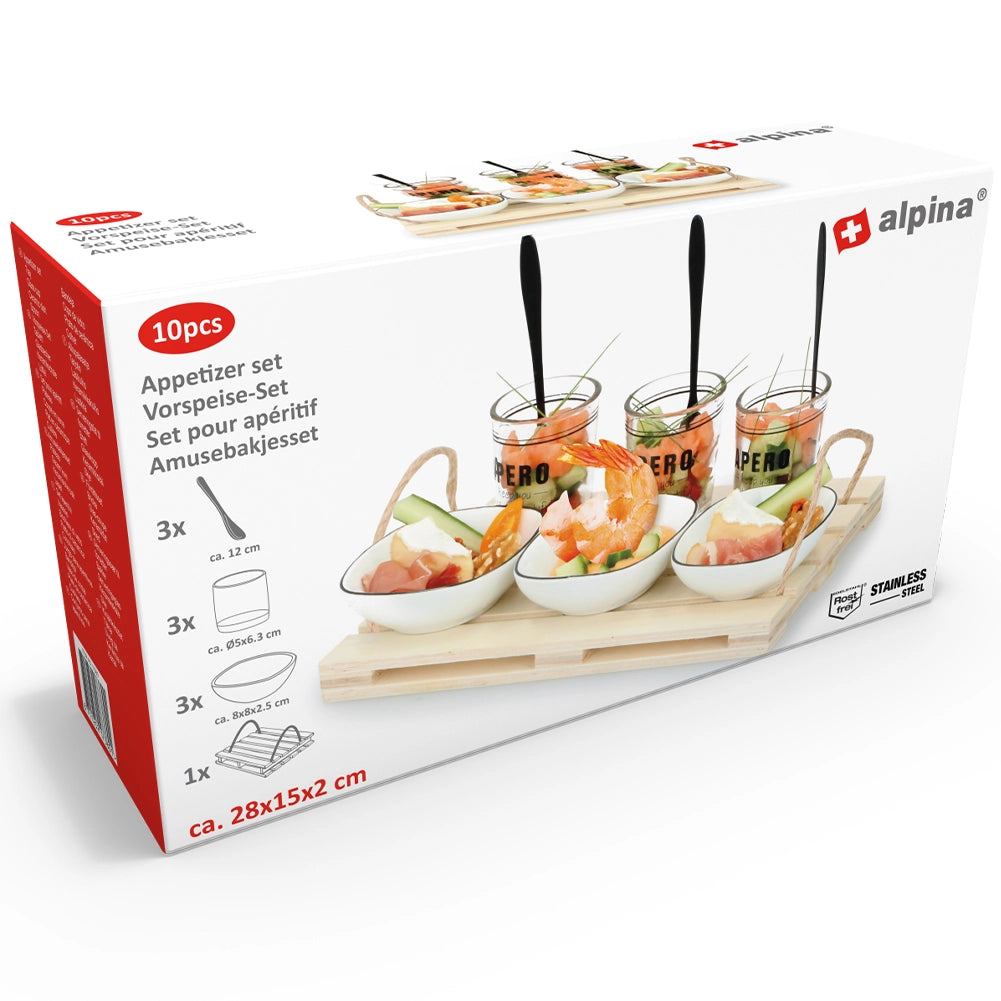 Set Aperitivo Antipasto Mini Pallet Bicchieri Ciotole Ceramica Piatti da Portata