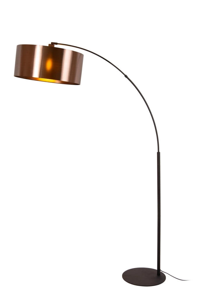Lampada da terra industriale RANKOS Lucide nera rame E27