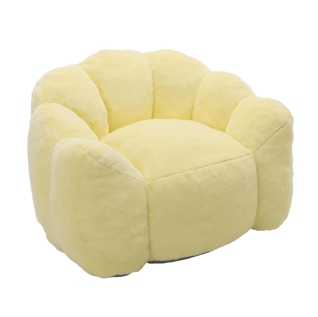 Poltrona compatta a forma di loto in tessuto plush giallo HAVRYA