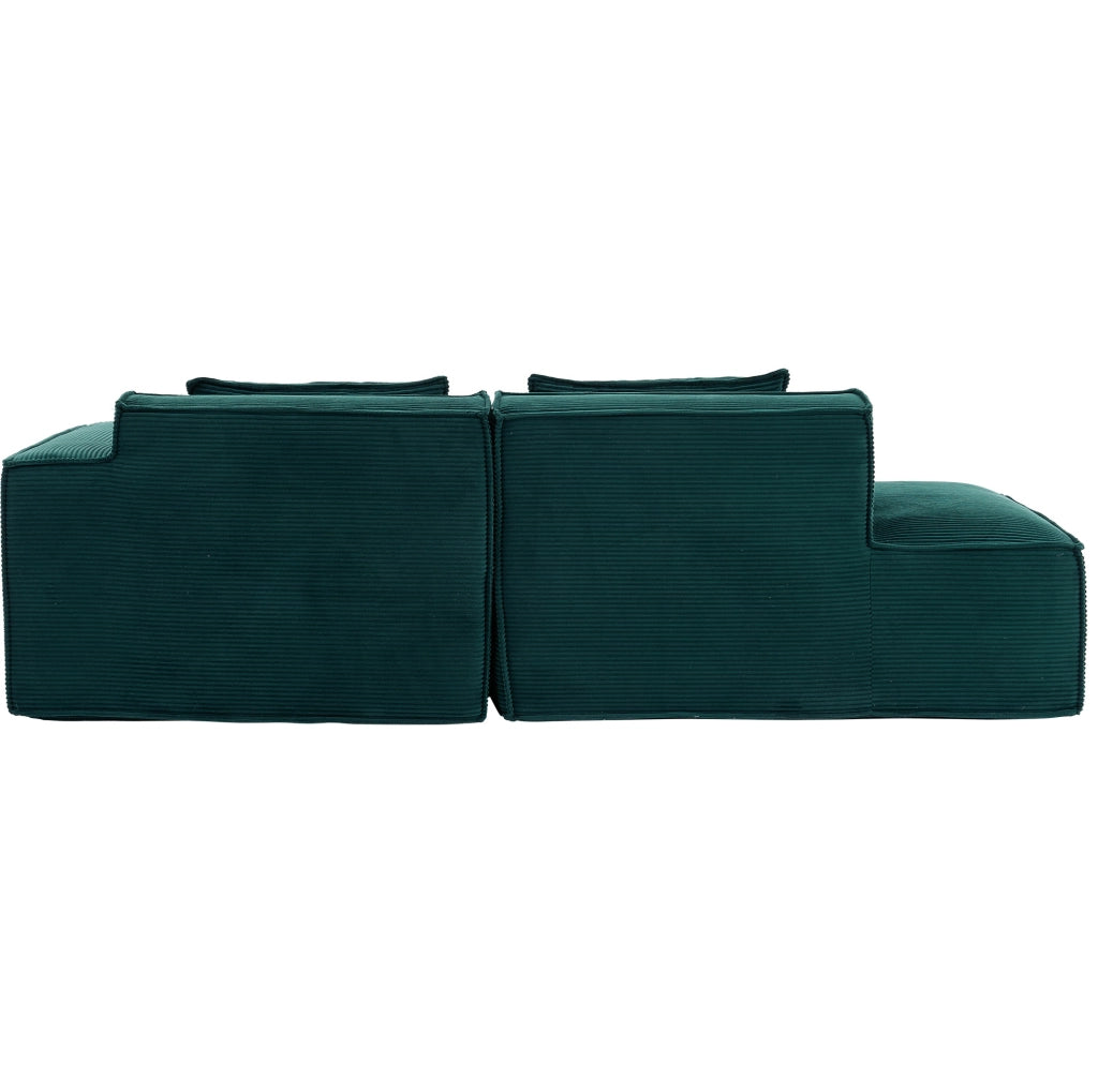 Divano ULEVR 235x129x70 cm imbottito in poliestere verde retr¨° con 2 cuscini