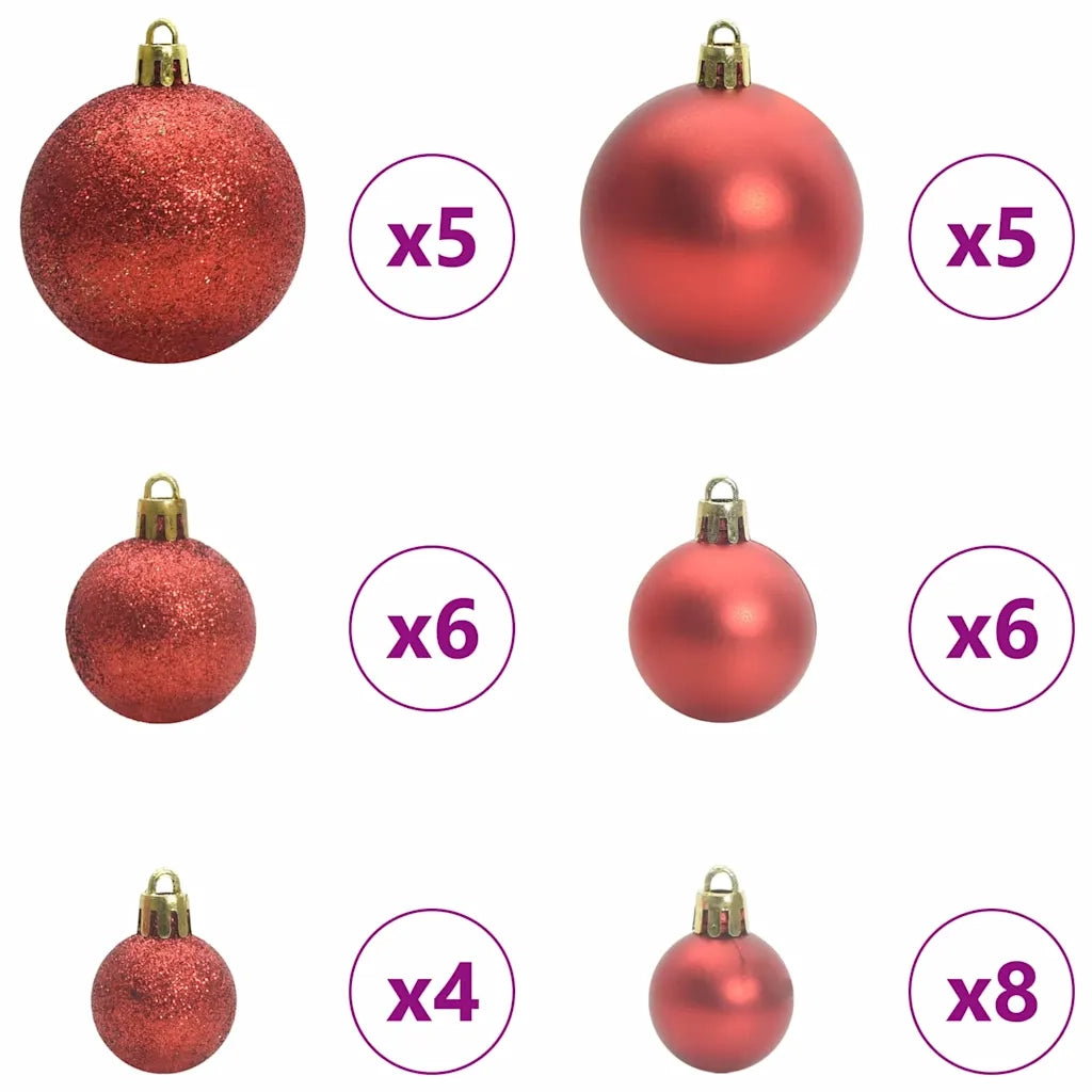 Albero di Natale Artificiale pre-illuminato-Albero Natalizio con Set di Palline 366149