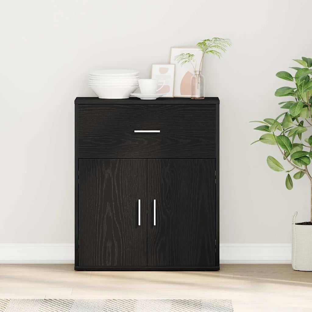 Credenza | Madia | Buffet da pranzo | Armadio da pranzo Rovere Nero 60 x 31 x 70 cm Legno multistrato