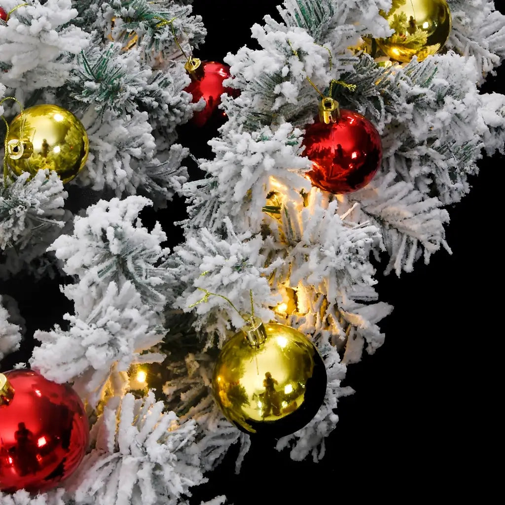 Ghirlanda di Natale-Decorazioni natalizie con Palline e Luci LED Verde 20 m PVC