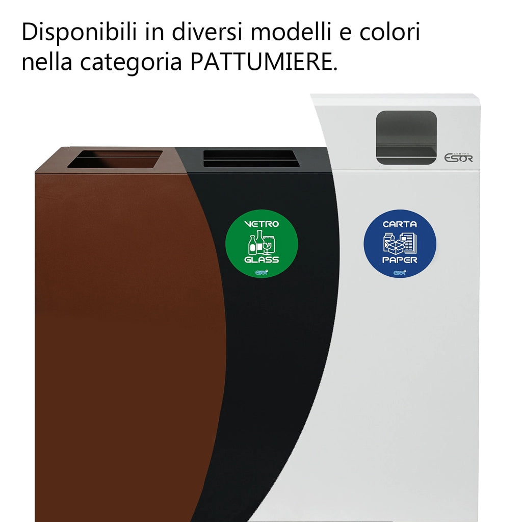 Contenitore per Raccolta Differenziata Capacità 100 L con Etichette 45x50x96 cm in Acciaio Verniciato Bianco