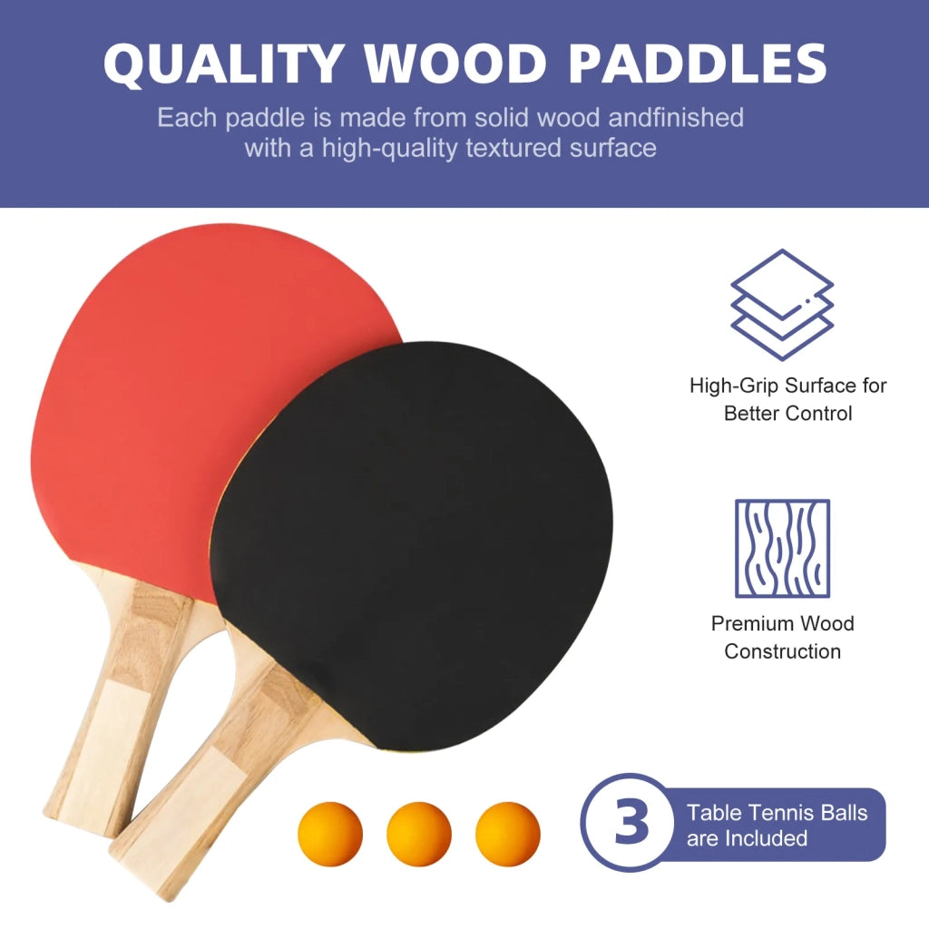 Tavolo da Ping Pong Pieghevole 137,2 cm (4,5 FT), Set Portatile con Rete, 2 Racchette e 3 Palline, Giochi Indoor e Outdoor, Facile da Riporre