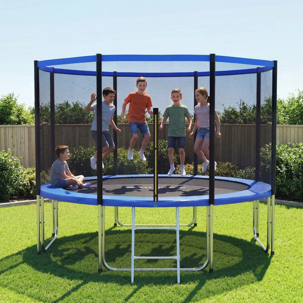 Trampolino Esterno per Bambini con Rete di Sicurezza ¨C Minimal ¨C ?366 cm Blu