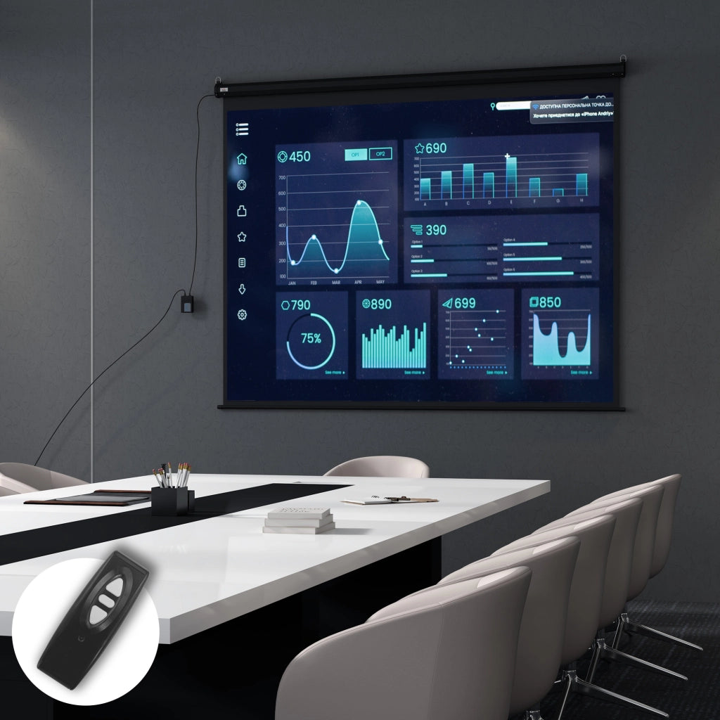 Schermo per Proiettore Motorizzato 120" 4:3 Regolabile con Telecomando 244x183cm Nero per Casa e Ufficio