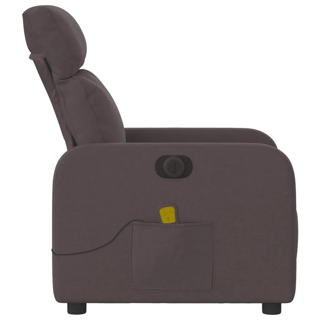 Poltrona | Sedia Relax Massaggio Reclinabile Elettrica Marrone Scuro Tessuto