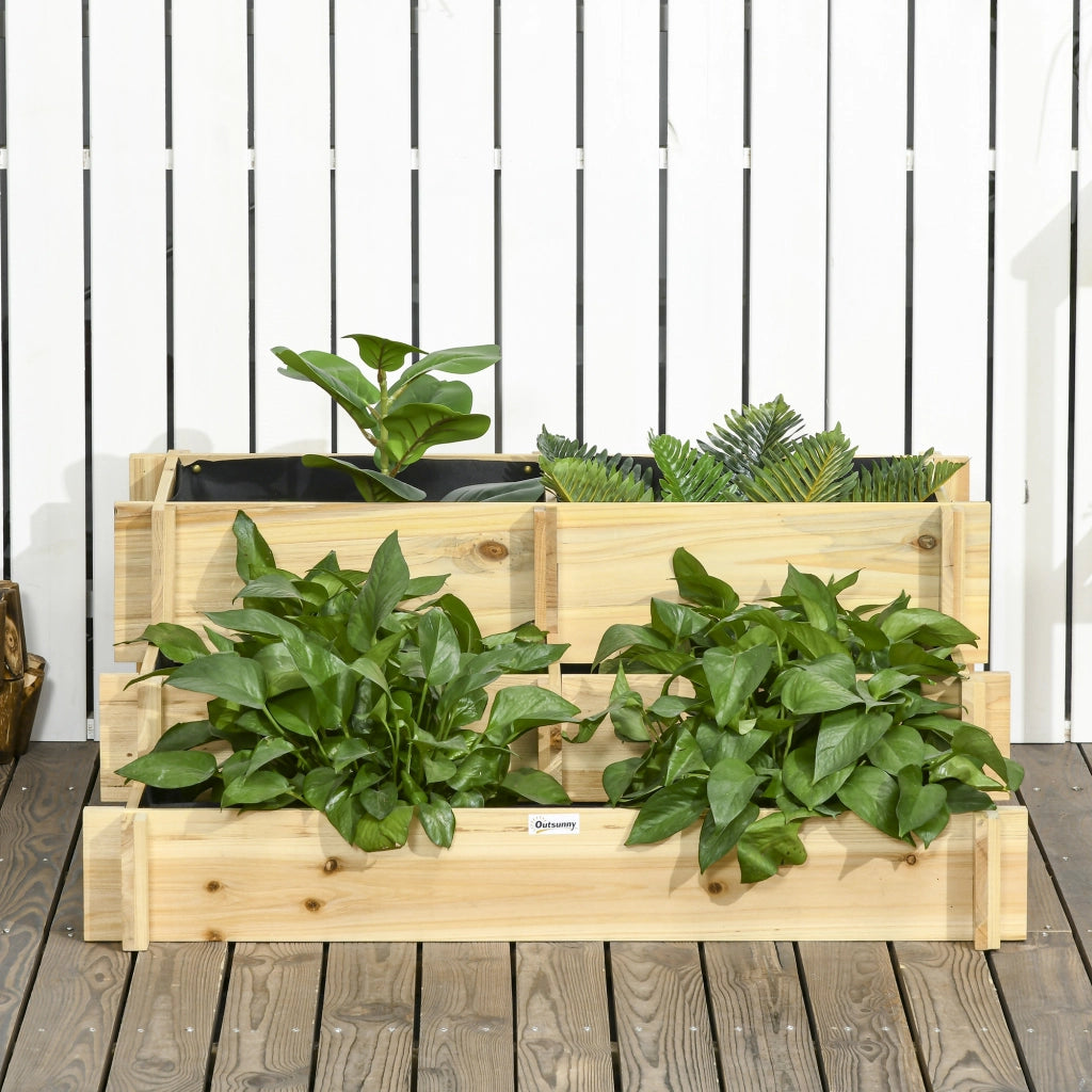 Giardino Orto Rialzato Legno Massello 3 Livelli ¨C Minimal ¨C 93x93x35 cm Effetto Legno Naturale