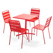 Oviala - Tavolo da giardino quadrato e 4 sedie rosse