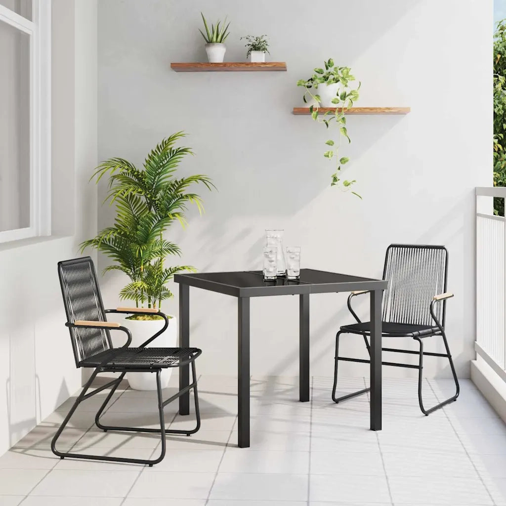 Set da Pranzo per Giardino 3 pz Nero 3379170