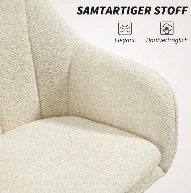Sedia da ufficio girevole beige in tessuto effetto velluto